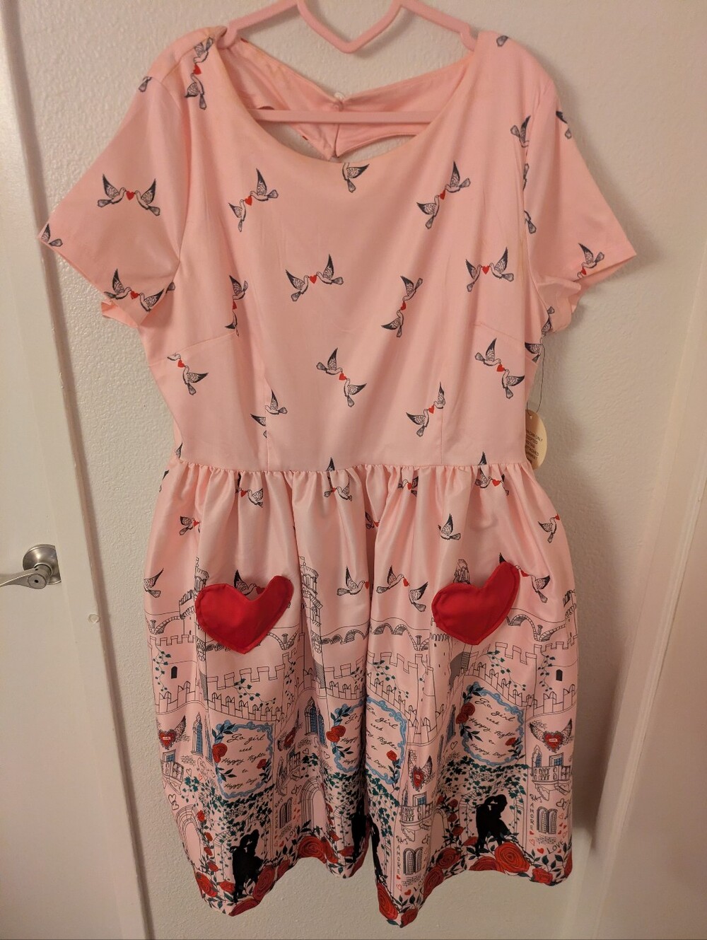 NWT Needs TLC Lindy Bop Romeo Juliet Dress Heart Pockets Cutout Back UK 18